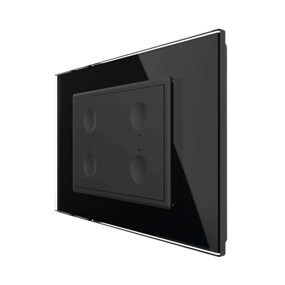 Intrerupator cvadruplu cu touch Livolo cu rama din sticla, protocol ZigBee, standard Italian - Serie noua, negru, VL-FC4Z-3BP-12