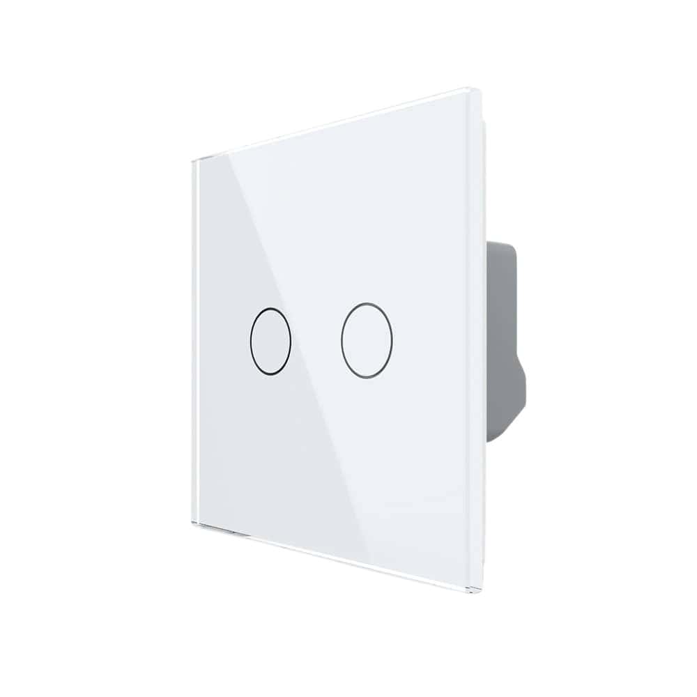 Intrerupator Draperie cu Touch LIVOLO din Sticla - Serie Noua, alb, VL-FC2NW-2G-2W