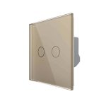 Intrerupator Draperie cu Touch LIVOLO din Sticla - Serie Noua, auriu, VL-FC2NW-2G-2A