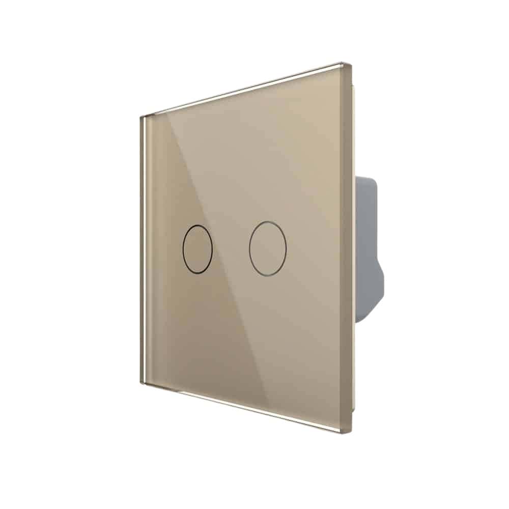 Intrerupator Draperie cu Touch LIVOLO din Sticla - Serie Noua, auriu, VL-FC2NW-2G-2A