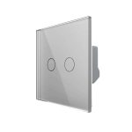 Intrerupator Draperie cu Touch LIVOLO din Sticla - Serie Noua, gri, VL-FC2NW-2G-2I