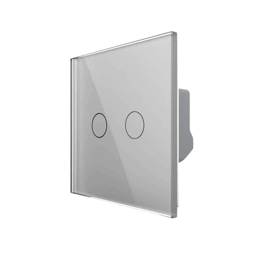 Intrerupator Draperie cu Touch LIVOLO din Sticla - Serie Noua, gri, VL-FC2NW-2G-2I