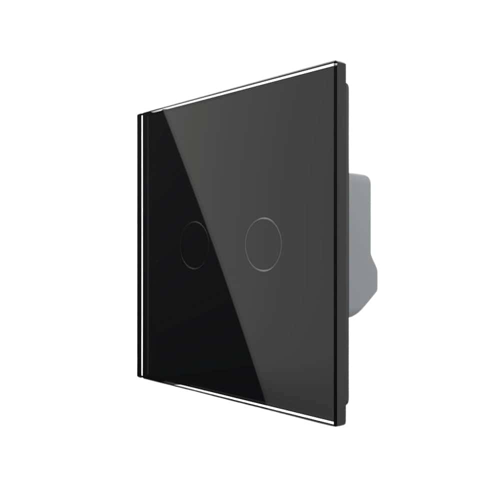 Intrerupator Draperie cu Touch LIVOLO din Sticla - Serie Noua, negru, VL-FC2NW-2G-2B