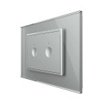 Intrerupator dublu cap scara / cap cruce cu touch Livolo cu rama din sticla, standard Italian - Serie noua, gri, VL-FC2S-3IP-15