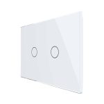 Intrerupator cu variator dublu cu touch Livolo din sticla, standard Italian, protocol ZigBee - Serie noua, alb, VL-FC2D1Z-3G-11