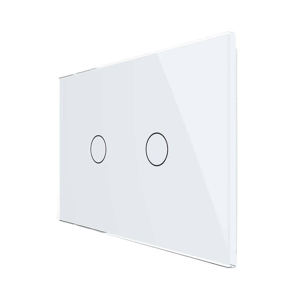 Intrerupator cu variator dublu cu touch Livolo din sticla, standard Italian, protocol ZigBee - Serie noua, alb, VL-FC2D1Z-3G-11