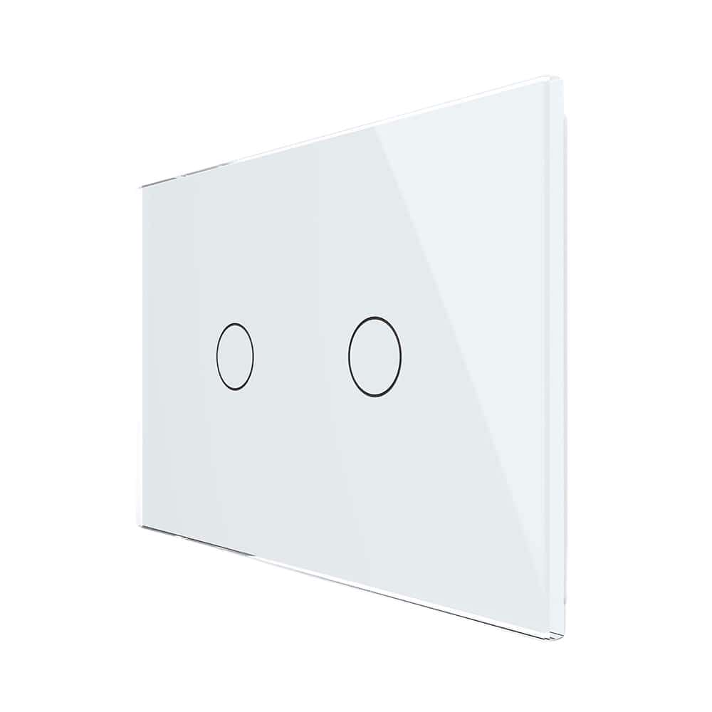Intrerupator dublu cu touch Livolo din sticla, standard Italian, protocol ZigBee - Serie noua, alb, VL-FC2Z-3G-11