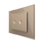 Intrerupator dublu cap scara / cap cruce cu touch Livolo cu rama din sticla, standard Italian, protocol ZigBee - Serie noua, auriu, VL-FC2SZ-3AP-13