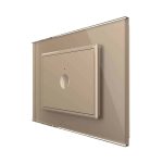 Intrerupator simplu cap scara / cap cruce cu touch Livolo cu rama din sticla, standard Italian, protocol ZigBee - Serie noua, auriu, VL-FC1SZ-3AP-13