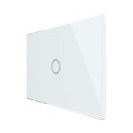 Intrerupator simplu cap scara / cap cruce cu touch Livolo din sticla, standard Italian, protocol ZigBee - Serie noua, alb, VL-FC1SZ-3G-11