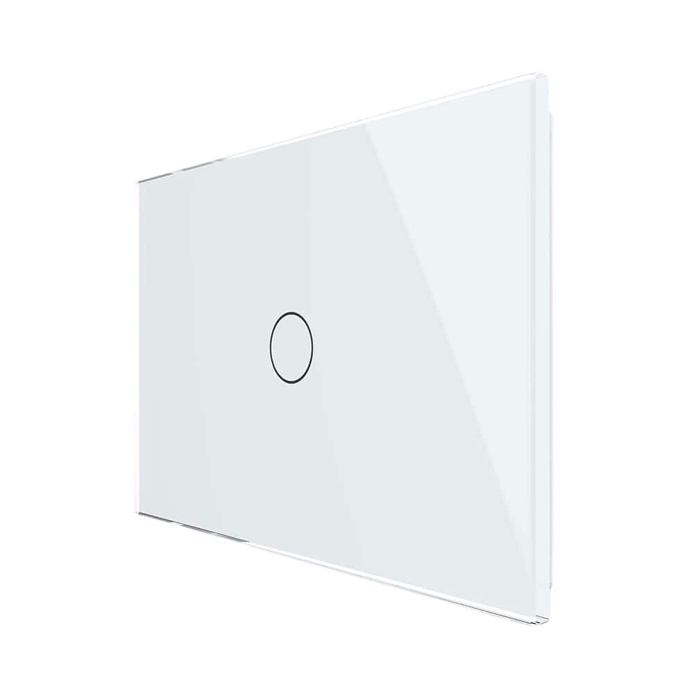 Intrerupator simplu cap scara / cap cruce cu touch Livolo din sticla, standard Italian, protocol ZigBee - Serie noua, alb, VL-FC1SZ-3G-11