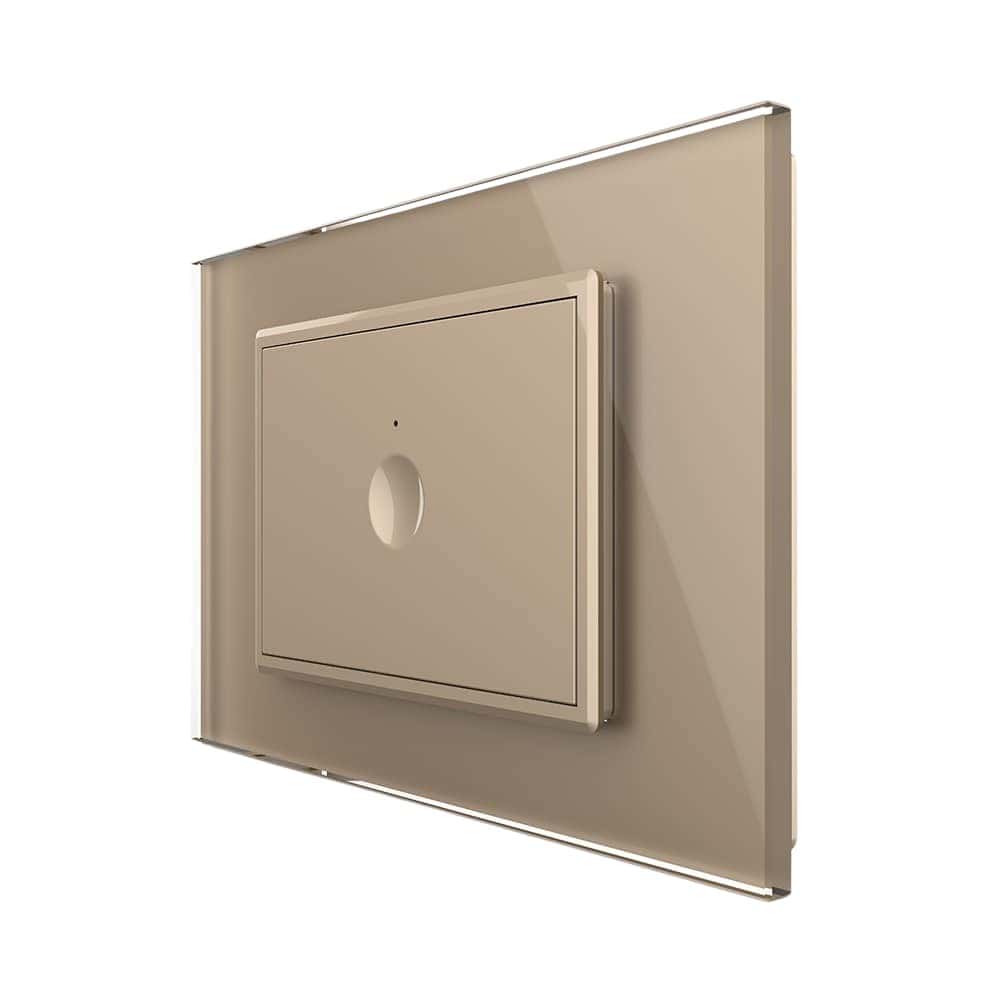 Intrerupator simplu cap scara / cap cruce cu touch Livolo cu rama din sticla, standard Italian - Serie noua, auriu, VL-FC1S-3AP-13