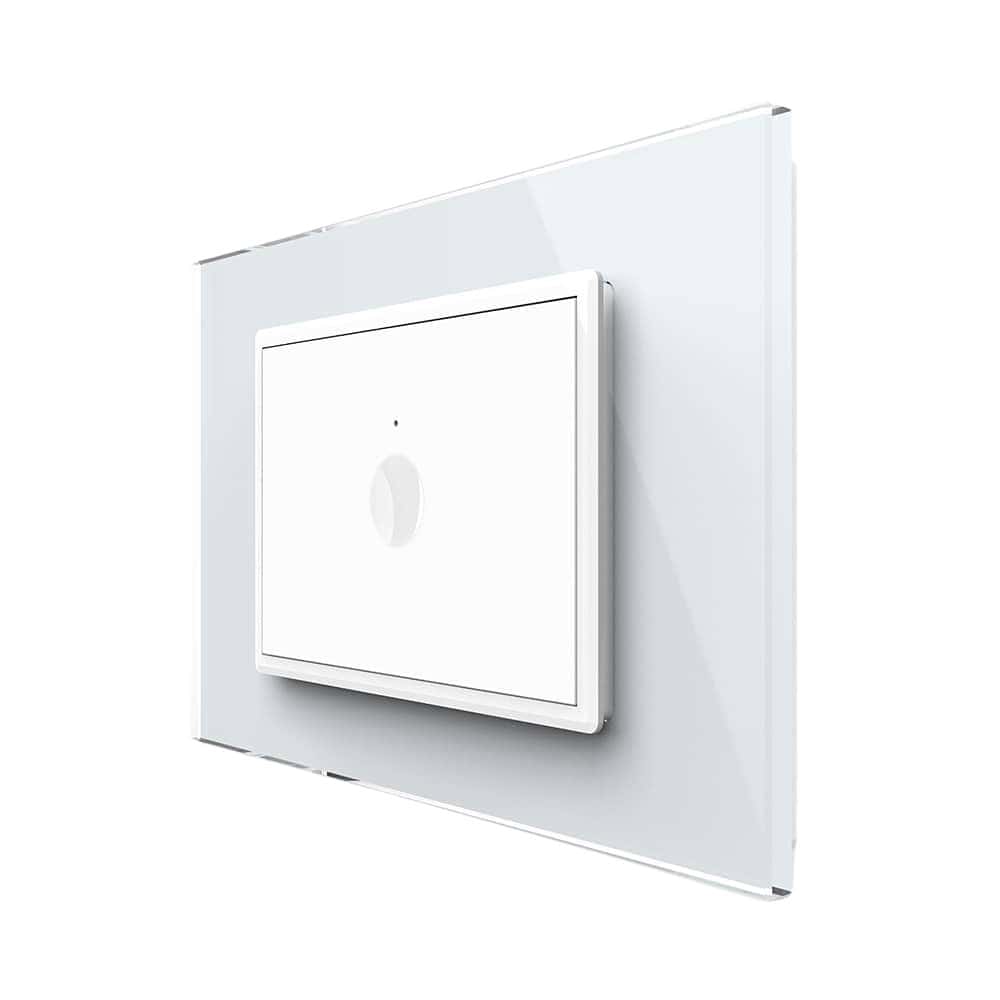 Intrerupator simplu cap scara / cap cruce cu touch Livolo cu rama din sticla, standard Italian - Serie noua, alb, VL-FC1S-3WP-11
