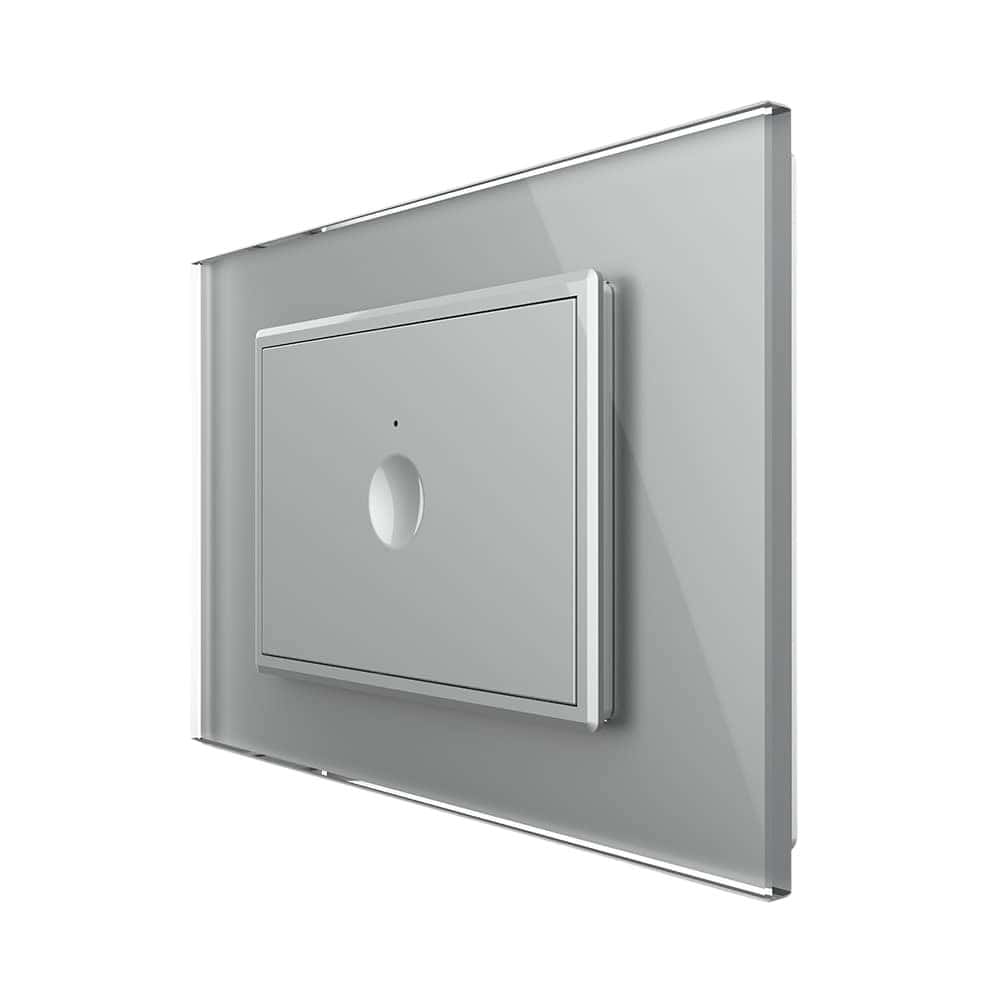 Intrerupator simplu wireless cu touch Livolo cu rama din sticla, standard Italian - Serie noua, gri, VL-FC1R-3IP-15
