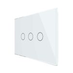 Intrerupator triplu cap scara / cap cruce cu touch Livolo din sticla, standard Italian, protocol ZigBee - Serie noua, alb, VL-FC3SZ-3G-11