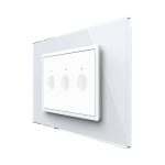 Intrerupator triplu cap scara / cap cruce wireless cu touch Livolo cu rama din sticla, standard Italian - Serie noua, alb, VL-FC3SR-3WP-11