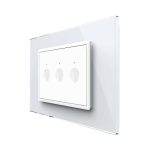 Intrerupator triplu cu touch Livolo cu rama din sticla, standard Italian - Serie noua, alb, VL-FC3-3WP-11