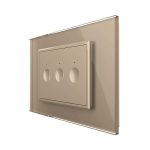 Intrerupator triplu cu touch Livolo cu rama din sticla, standard Italian - Serie noua, auriu, VL-FC3-3AP-13
