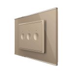 Intrerupator triplu wireless cu touch Livolo cu rama din sticla, standard Italian - Serie noua, auriu, VL-FC3R-3AP-13