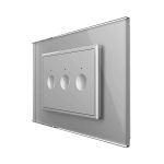 Intrerupator triplu cu touch Livolo cu rama din sticla, protocol ZigBee, standard Italian - Serie noua, gri, VL-FC3Z-3IP-15