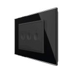 Intrerupator triplu cu touch Livolo cu rama din sticla, protocol ZigBee, standard Italian - Serie noua, negru, VL-FC3Z-3BP-12