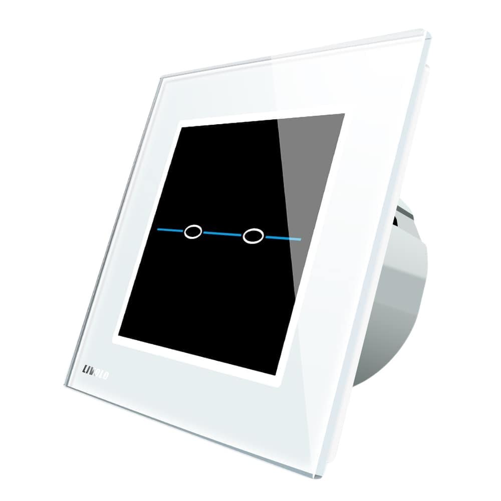 Intrerupator dublu cu touch Livolo din sticla - Seria R, alb, VL-R702-31