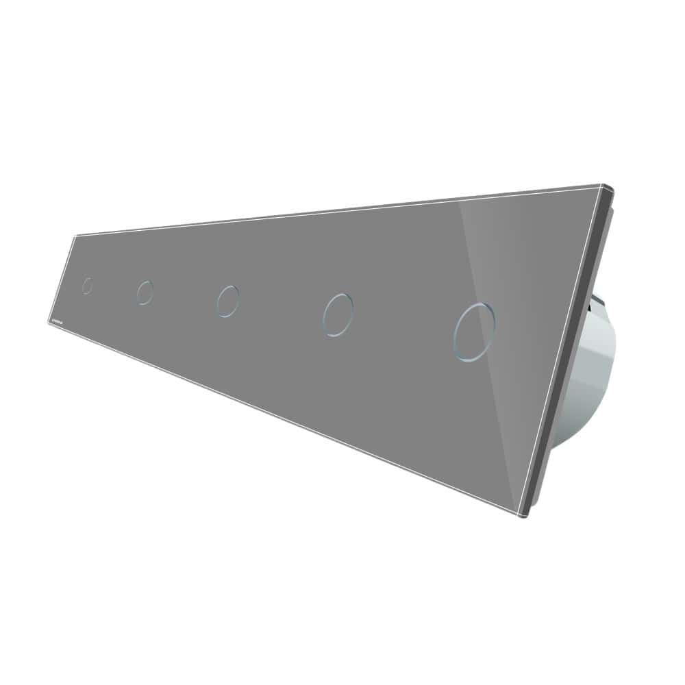 Intrerupator LIVOLO cu touch din sticla cu 5 intrerupatoare simple, gri, BB-C7-5C1-15