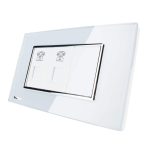 Priza dubla Telefon Livolo cu rama din sticla - standard italian, alb, VL-C392T-81