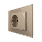 Priza simpla cu blank Livolo cu rama din sticla 3M, standard Italian, Serie noua, auriu, VL-C9-C1EU-13