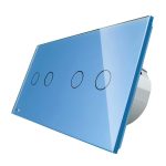 Intrerupator dublu + dublu cu touch Wireless Livolo din sticla, albastru, VL-C702R/C702R-19