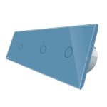 Intrerupator triplu cu touch Livolo din sticla, albastru, VL-C701/C701/C701-19