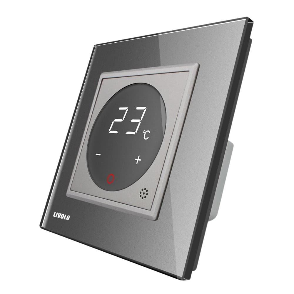 Termostat Livolo pentru sisteme de incalzire electrice, gri, VL-FCQ1-2IPS72-15