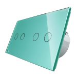 Intrerupator dublu + dublu cu touch Wireless Livolo din sticla, verde, VL-C702R/C702R-18