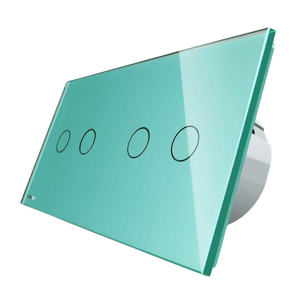 Intrerupator dublu + dublu cu touch Wireless Livolo din sticla, verde, VL-C702R/C702R-18