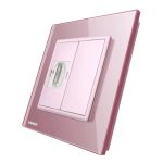 Priza simpla HDMI Livolo cu rama din sticla, roz, VL-C791HD-17