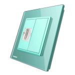 Priza simpla HDMI Livolo cu rama din sticla, verde, VL-C791HD-18