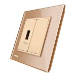 Priza USB Livolo cu rama din sticla, auriu, VL-C791USB-13