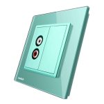 Priza simpla audio Livolo cu rama din sticla, verde, VL-C791AD-18