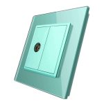 Priza simpla TV Livolo cu rama din sticla, verde, VL-C791V-18