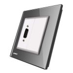 Priza cu mufa VGA tata 15 pini Livolo cu rama din sticla, gri, VL-C791VG2-15
