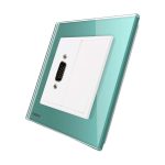 Priza cu mufa VGA tata 15 pini Livolo cu rama din sticla, verde, VL-C791VG2-18