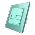 Priza dubla internet Livolo cu rama din sticla, verde, VL-C792C-18