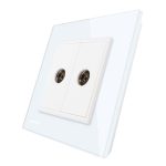 Priza dubla TV Livolo cu rama din sticla, alb, VL-C792V-11