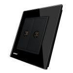 Priza dubla TV Livolo cu rama din sticla, negru, VL-C792V-12