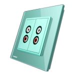 Priza dubla audio Livolo cu rama din sticla, verde, VL-C792AD-18