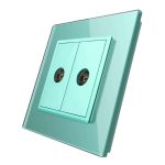Priza dubla TV Livolo cu rama din sticla, verde, VL-C792V-18