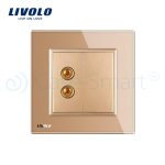 Priza redare sunet LIVOLO cu rama din sticla, auriu, C7-91A-13 - imagine 2
