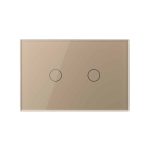 Intrerupator dublu cap scara / cap cruce cu touch Livolo din sticla, standard Italian, protocol ZigBee - Serie noua, auriu, VL-FC2SZ-3G-13 - imagine 2