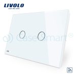 Intrerupator dublu wireless cu touch Livolo din sticla si telecomanda inclusa-standard italian, alb, VL-C2/C902R-81 - imagine 2