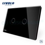 Intrerupator dublu wireless cu touch Livolo din sticla si telecomanda inclusa-standard italian, negru, VL-C2/C902R-82 - imagine 2
